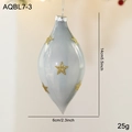 Palla di Natale in vetro azzurro a forma di goccia con stelle glitterate dorate e gancio - Stile Goccia Bianco (AQBL7-3)