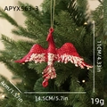 Red glitter bird Christmas tree hanging ornament with gold string for holiday decor - Flying Bird Style