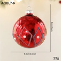 Glossy red Christmas ball ornament with glitter diamond lines and white pearls - Red Onion Style (AQBL7-6)