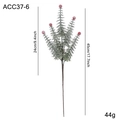 Artificial snowy pine branch with red berries and 45cm frosted needle foliage decor - Flocked Pine With Red Berries (ACC37-6)