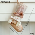 Chaussette de Noël bonhomme de neige or rose avec paillettes et dimensions de 42cm - Chaussette de Noël Style F