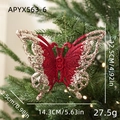 Glittery butterfly Christmas tree ornament in red and silver with hollow design - Butterfly Style