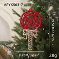 Red glitter lollipop Christmas tree ornament with golden bow and 19.5cm height - Lollipop Style