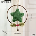Couronne de Noël étoile en peluche verte avec baies et cloche, décor de 19 cm - Couronne d'Étoile Verte
