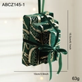 Décoration de Noël en velours vert foncé en forme de boîte cadeau avec paillettes - Boîte Vert et Or