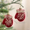 Pendentifs de Noël en forme de gants bordeaux floqués avec des flocons dorés - Style Moufle (2 Pcs)