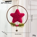 Décoration étoile de Noël avec étoile en velours rouge, aiguilles de pin et grelot - Couronne d'Étoile Rouge