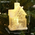 Luminous transparent Christmas house ornament with warm LED light and snow glitter finish - Christmas House Style A (ABCZ119-1)