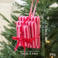 Three-tier red and white striped foam gift box ornament with red velvet bow and bell - Red And White Box