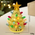 Leuchtende goldene Weihnachtsbaum-Tischdeko mit bunten LED-Perlen und Sternspitze - Gelber Weihnachtsbaum Ornament / Gold