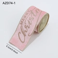 Nastro natalizio rosa floccato con scritta dorata e bordo metallico dorato da 6,3cm - 2 Metri / Rosa