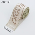Nastro natalizio beige con scritta Merry Christmas dorata e bordi, larghezza 6,3 cm - 2 Metri / Bianco Sporco