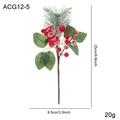 Artificial Christmas branch with red glitter bear, berries, pine needles and white snow - Branch Style E (ACG12-5)