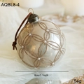 8cm beige glass Christmas ball with gold glitter petals and pearl accent - Champagne Radial Flower Pearl Style (AQBL8-4)
