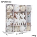 Set de bolas de Navidad doradas y blancas con figuras de ciervos en una caja transparente - Conjunto de Adornos de Navidad Oro y Blanco (APYX608-3)