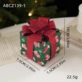 Boîte cadeau de Noël verte avec motifs de flocons et grand nœud rouge pailleté - Petit (Style A) / Vert