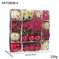 Set de bolas de Navidad rojas y doradas en una caja de regalo de 24x24 cm - Conjunto de Adornos de Navidad Rojo Oro y Rosa (APYX608-4)