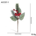 Artificial pine branch with red berries and needles measuring 24cm in height - Branch Style I (ACC57-1)