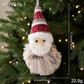 Babbo Natale in peluche decorazione per albero con cappello a strisce rosso grigio 17,5cm - Stile Gnomo con Cappello a Righe (APYX579-1)