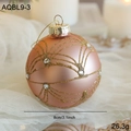 8cm rose gold glass Christmas ball with golden glitter patterns and faux diamonds - Rose Gold Radial Lines Rhinestone Style (AQBL9-3)