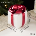 Weiße Schaumstoff-Weihnachtsbox mit roter Paillettenschleife für festliche Tischdeko - Klein (Stil B) / Rot & Weiß