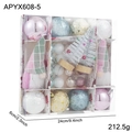 Set de bolas de Navidad rosa y azul con gnomos en caja transparente de 24x6cm - Conjunto de Adornos de Navidad Gnomos (APYX608-5)