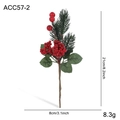 Artificial pine branch with red berries and green leaves, 21x8cm Christmas decoration - Branch Style J (ACC57-2)