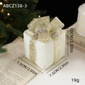 Boîte cadeau de Noël en mousse blanche avec nœud doré pailleté pour décor de fête - Petit (Style C) / Or Blanc