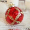 Red 8cm Christmas ball ornament with gold glitter grid pattern and hanging hook - Red Glitter Cross Grid Style (AQBL9-5)