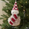 Ciondolo pupazzo di neve in peluche con berretto a maglia per albero di Natale - Stile Pupazzo di Neve con Palla di Pelo (APYX579-3)