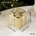Boîte cadeau de Noël dorée avec texture tissu et nœud pailleté 7,5x7,5x10cm - Petit (Style D) / Or