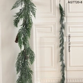 Artificial 180cm evergreen garland with white snowy finish and natural pine cones - 1.8M Dark Green Snow Effect With Pine Cones (AGTT20-8)