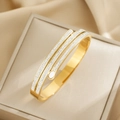 Elegant gold-plated titanium steel starry bangle with sparkling pavé cubic zirconia - Gold (SZ7)