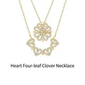 Collar magnético versátil de trébol y corazones con cristales en tono dorado - Dorado