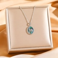 Elegant letter H pendant necklace with abalone shell inlay on champagne silk background - Silver Abalone Shell H(8832)