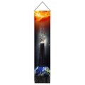 Arazzo astronomico verticale con stampa sistema solare, asta in legno e nappe nere - 32.5*130cm / Motivo Sole Nebulosa (Stile 2)