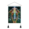 Dettaglio dell'arazzo chakra yoga con sette centri energetici e nappe nere decorative - 35x50cm / Sette Chakra della Colonna Vertebrale (Stile 2)