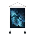 Epic dark fantasy Buddha wall tapestry with wooden rod and black tassels for home decor - 35x50cm / Dark Fantasy Nebula Style