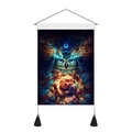 Ethnic owl tapestry with celestial nebula patterns and decorative black tassels - 35x50cm / Nebula Owl Style (Style 5)