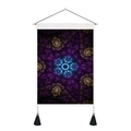 Tapiz de pared mandala con patrón floral morado, vara de madera y borlas negras - 35x50cm / Estilo 2-Mandala Púrpura Profundo Azul Brillante
