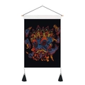 Detail of Nordic skull tapestry featuring a fierce blue deity with red hair and black tassels - 35x50cm / Blue Skin Multi-Armed Wrathful Deity (Style 4)