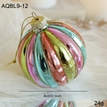 8cm glitter striped glass ball ornament with colorful pink blue and green vertical patterns - Multicolor Stripe Gold Onion Powder Style (AQBL9-12)