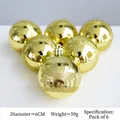 Detail of 6cm gold Christmas balls with festive glitter patterns for tree decoration - Set of 6 / Gold