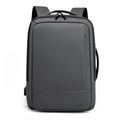 Mochila de negocios expandible gris oscuro con puerto USB y diseño minimalista para viaje - Gris