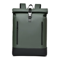 Wasserdichter Roll-Top Rucksack in Armeegrün mit Doppelreißverschluss für 16 Zoll Laptops - Grün
