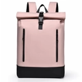 Rosa und schwarzer 16-Zoll-Laptop-Rucksack mit Rollverschluss und wasserfester Schicht - Rosa