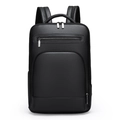 Classic black PU leather business laptop backpack with large capacity and textured finish - Black