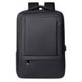 Large capacity black business laptop backpack with USB charging port and minimalist design - Black