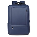 Waterproof navy blue business laptop backpack with USB port and multiple compartments - Blue