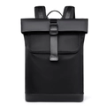 Zaino nero minimalista impermeabile con chiusura a scatto e patta per pendolari urbani - Nero